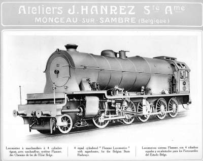 <b>Locomotive à marchandises à 4 cylindres égaux, avec surchauffe, système Flamme</b><br>des Chemins de fer de l'Etat Belge